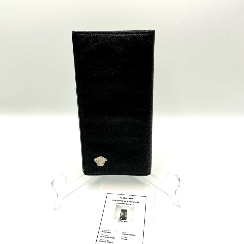 Versace Black Leather Long Wallet #1136